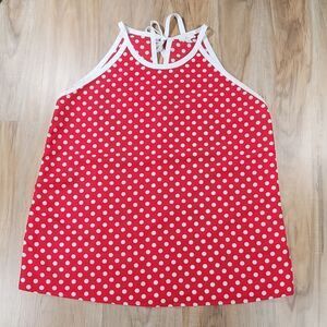 🔺️Charming Charlie Red Polka Dot Print Sleeveless Top Large